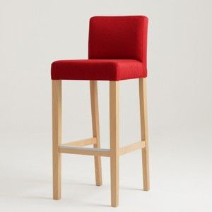 Červená barová židle s přírodními nohami Custom Form Wilton