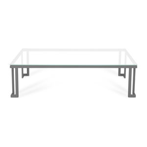 Bílý skleněný venkovní stůl v šedém rámu Calme Jardin Cannes, 60 x 150 cm