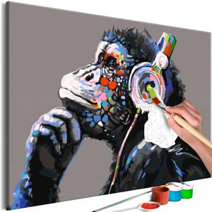 DIY set na tvorbu vlastního obrazu na plátně Artgeist Musical Monkey, 60 x 40 cm
