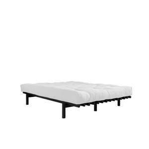 Dvoulůžková postel z borovicového dřeva s matrací Karup Design Pace Comfort Mat Black/Natural, 160 x 200 cm