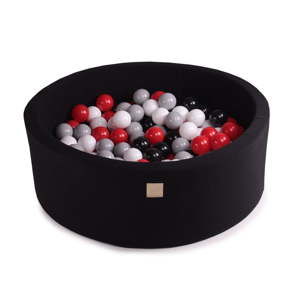 Černý dětský bazének s 200 kuličkami MeowBaby Domino, ø 90 x 30 cm