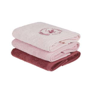 Sada 3 růžných ručníků na ruce, 90 x 50 cm