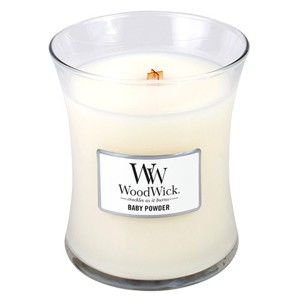 Svíčka s vůní vanilky, medu a růže WoodWick Dětský pudr, doba hoření 60 hodin