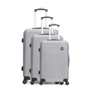 Sada 3 cestovních kufrů na kolečkách ve stříbrné barvě Bluestar Vanity