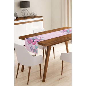 Běhoun na stůl z mikrovlákna Minimalist Cushion Covers Pinky Owls, 45 x 145 cm