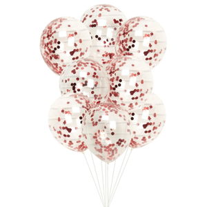 Sada 8 průhledných balonků s červenými konfetami Neviti Red & White Dots