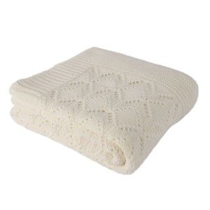 Světle béžová bavlněná deka Cotton, 170 x 130 cm