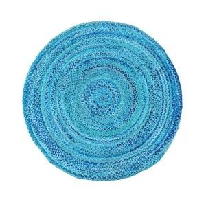 Modrý bavlněný kruhový koberec Eco Rugs, Ø 150 cm