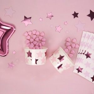 Sada 8 papírových nízkých kelímků Neviti Little Star Pink