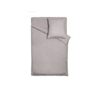 Šedobéžový lněný přehoz na postel s čtvercovým povlakem na polštář Maison Carezza Lilly, 150 x 200 cm