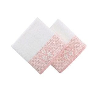Sada 2 bílo-růžových ručníků z bavlny Armada, 90 x 50 cm