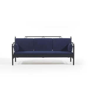 Tmavě modrá třímístná venkovní sedačka Halkus, 76 x 209 cm