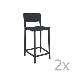 Sada 2 tmavě šedých barových židlí vhodných do exteriéru Resol Lisboa Simple, výška 92,2 cm
