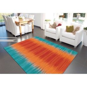 Oranžovo-modrý ručně vyráběný koberec Arte Espina Sunset 8070, 140 x 200 cm