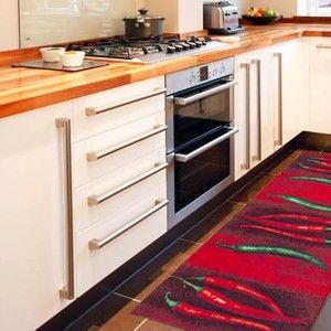 Vysoce odolný kuchyňský koberec Floorita Peperoncini, 60 x 150 cm