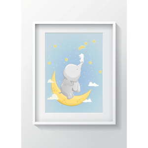Nástěnný obraz OYO Kids Elephant On The Moon, 24 x 29 cm