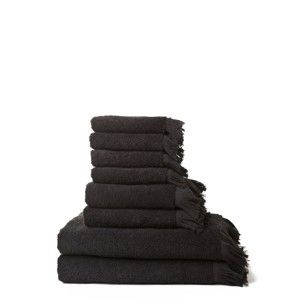 Set 4 černých osušek a 4 ručníků z čisté bavlny Casa Di Bassi