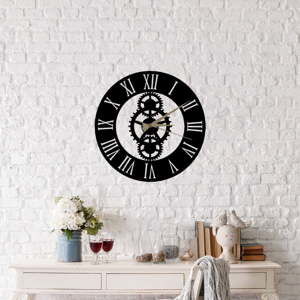 Černé nástěnné hodiny Platon Clock, ⌀ 48 cm