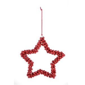 Červená závěsná dekorativní hvězda z kovových rolniček Ego Dekor Bells, výška 14 cm